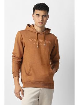 Van Heusen - Men Brown Graphic Print Hooded Neck Hoodie