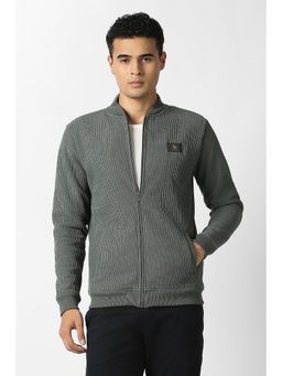 Van Heusen - Men Grey Textured Stylized Neck Jacket