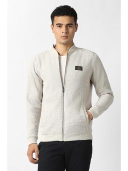 Van Heusen - Men White Textured Stylized Neck Jacket