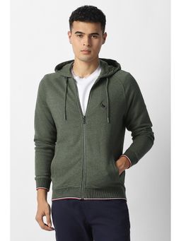 Van Heusen - Men Green Solid Hooded Neck Jacket