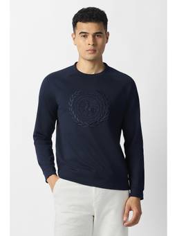 Van Heusen - Men Navy Embroidered Crew Neck Sweatshirt