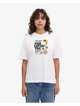 Twenty Dresses by Nykaa Fashion - White Typography Oversized T-Shirt