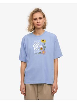 Twenty Dresses by Nykaa Fashion - Blue Typography Oversized T-Shirt