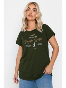 Twenty Dresses by Nykaa Fashion - Olive Typography Oversized T-Shirt