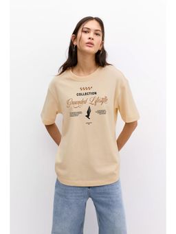 Twenty Dresses by Nykaa Fashion - Beige Typography Oversized T-Shirt