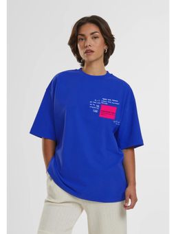 Twenty Dresses by Nykaa Fashion - Blue Typography Oversized T-Shirt