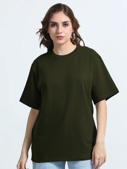 Twenty Dresses by Nykaa Fashion - Olive Solid Oversized T-Shirt