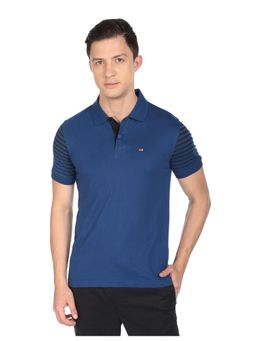 Arrow - Sports Men Dark Blue Solid Compact Cotton Polo T-Shirt