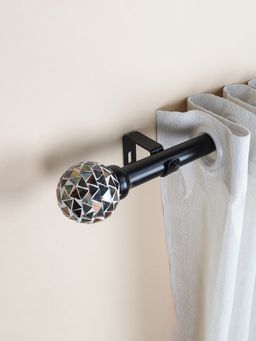 The Decor Mart - 84"-144" Antique Glass Finial Extendable Curtain Rod Black 19Mm (Hardware Included)