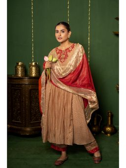 Punam Khetann - Savera Sunheri Anarkali Kurta with Pant and Dupatta (Set of 3)