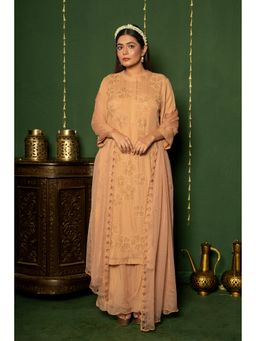 Punam Khetann - Beige Sunheri Sandhya Kurta with Palazzo and Dupatta (Set of 3)