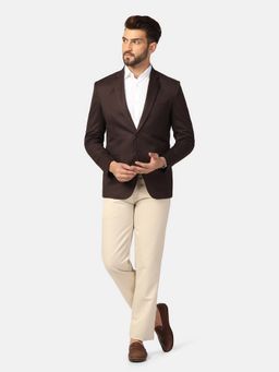 TAHVO - Men Notched Lapel Brown Blazer with Pant