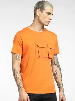 Jack & Jones - Orange Oversized Pockets T-shirt