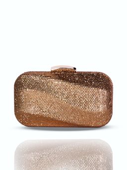 BE CHIC - Women Gold Wave Crystal Clutch