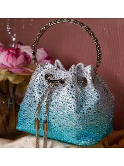 BE CHIC - Women Glitz Crystal Silver Potli