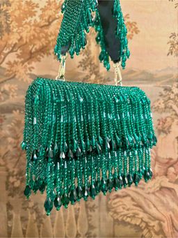 Adora By Ankita - Cristal Curved Flapper Green Clutch