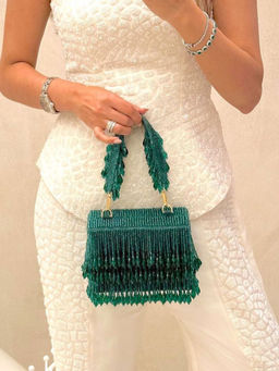 Adora By Ankita - Cristal Rectangle Flapper Green Clutch