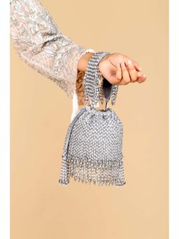 Adora By Ankita - Grey Cristal Flapper Bucket Bag