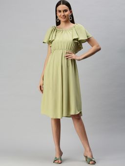 SHOWOFF - Women Green Solid Round Neck Dress