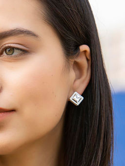 Sheer by Priyaasi - Sterling Silver Square Cubic Zirconia Studs