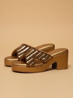 ERIDANI - Women Neyrah Metallic Block Heels