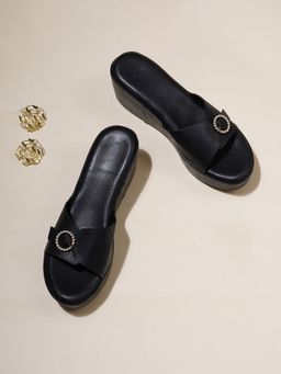 Sherrif Shoes - Women Black Wedges Heels