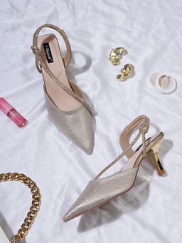 Sherrif Shoes - Women Gold Stilettos Heels