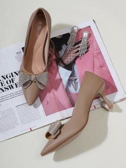 Sherrif Shoes - Women Beige Pump Heels