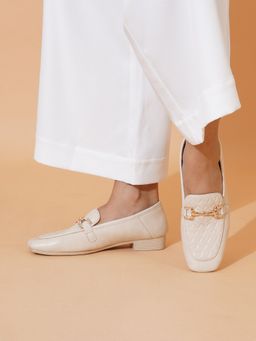 Sherrif Shoes - Women White Formal Loafers