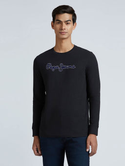 Pepe Jeans - Black Solid Print Full Sleeved T-Shirt