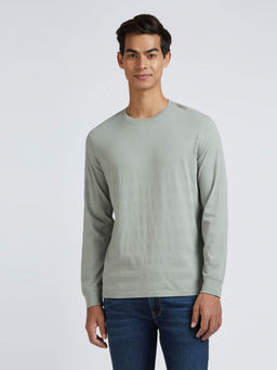 Pepe Jeans - Grey Textured Full Sleeved T-Shirt