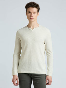 Pepe Jeans - White Textured Full Sleeve T-Shirt