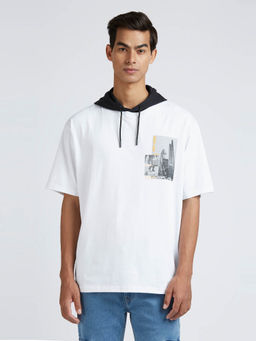 Pepe Jeans - White Short Sleeve Oversized Hooded T-Shirt