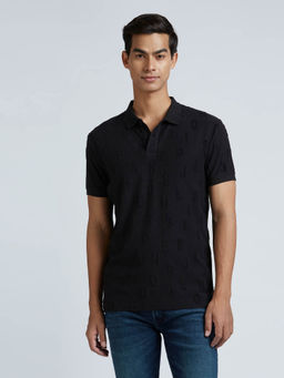 Pepe Jeans - Black Typographic Print Short Sleeve Polo