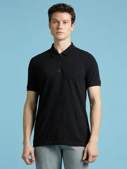 Pepe Jeans - Black Short Sleeved Zipper Stretch Polo T-Shirt T-Shirt