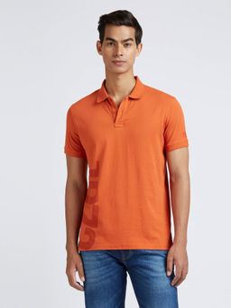 Pepe Jeans - Orange Typographic Print Short Sleeve Polo