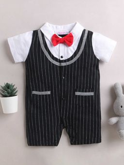 Hopscotch - Boys Black Stripe Print Romper