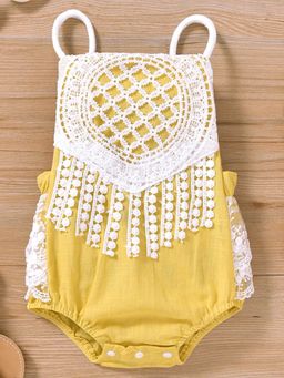 Hopscotch - Girls Yellow Sleeveless Applique Onesies