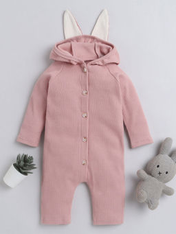 Hopscotch - Girls Peach Full-Sleeve Solid Bodysuit