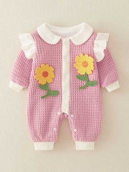 Hopscotch - Girls Lilac Textured Peter Pan Collar Full Sleeve Bodysuit