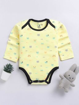 Hopscotch - Unisex Yellow Cat Print Envelope Neck Onesie