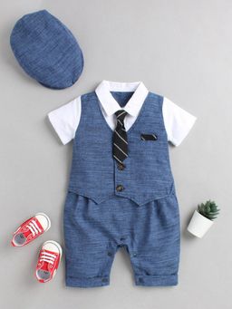 Hopscotch - Boys Blue Romper with Tie