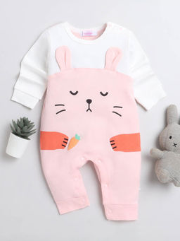 Hopscotch - Unisex Peach Animal Print Full-Sleeve Romper