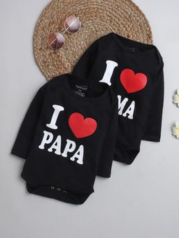 Hopscotch - Unisex Black Text Print Onesies - Pack Of 2