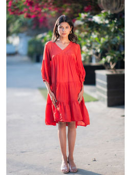 RANGREZA ETHNIC - Red Carnation Dress