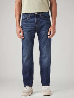 Levi's - Men's 505 Dark-Blue Straight Fit Mid Rise Jeans