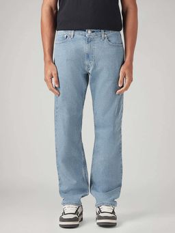 Levi's - Men's 555 Light-Blue Relaxed Straight Fit Mid Rise Jeans