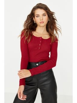 Trendyol - Womens Burgundy Textured Top
