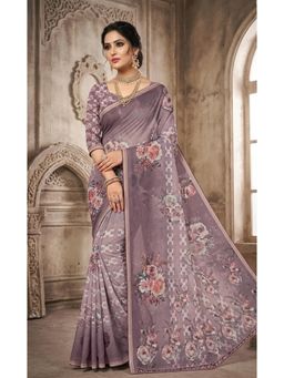 Torsha - Antiquity Mauve Floral Saree without Blouse