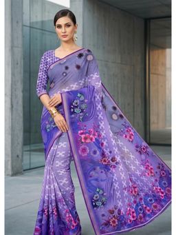 Torsha - Antiquity Purple Floral Saree without Blouse